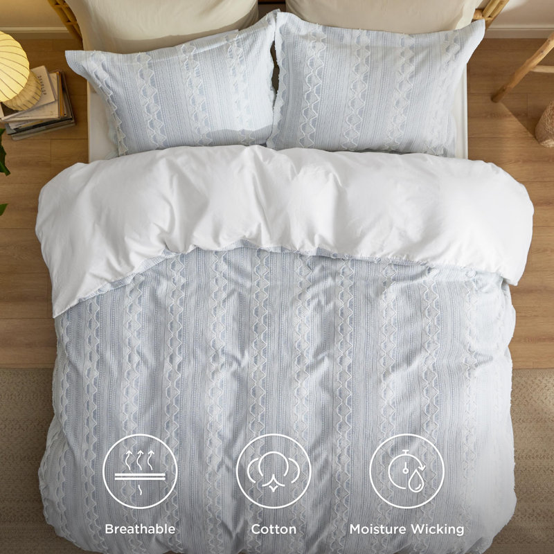 Bedsure Waffle Weave Comforter Set  Everglade Geo Bed Set, King Comforter + 2 Shams