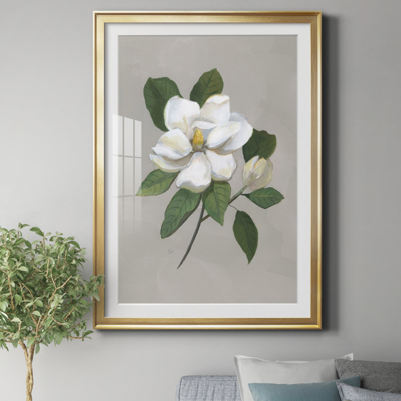 Magnolia botanique - reproduction de photo encadrée sur papier, Doré, H 22,5 po x l 30,5 po x P 1,5 po
