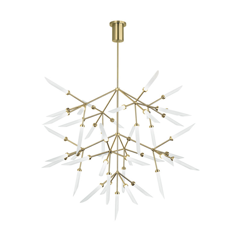 Spur LED Chandelier, Aged Brass, 3, 43.2"H x 41.1"W x 41.1"D