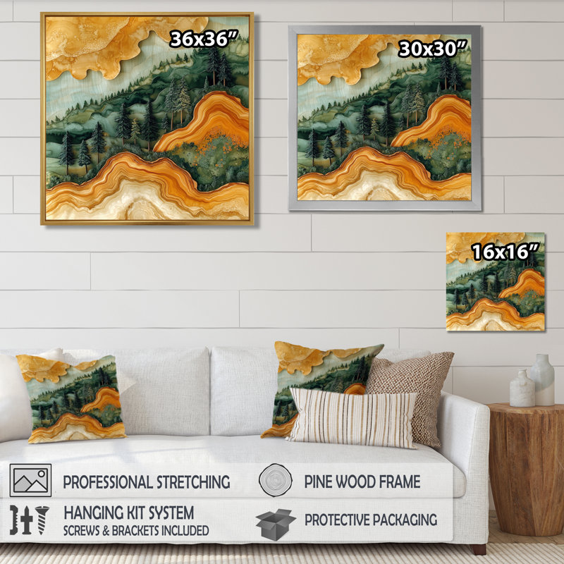 Gloryann Emerald River Into The Pine Wood Forest II - forêt, art mural grand, H 30 po x l 30 po, Blanc