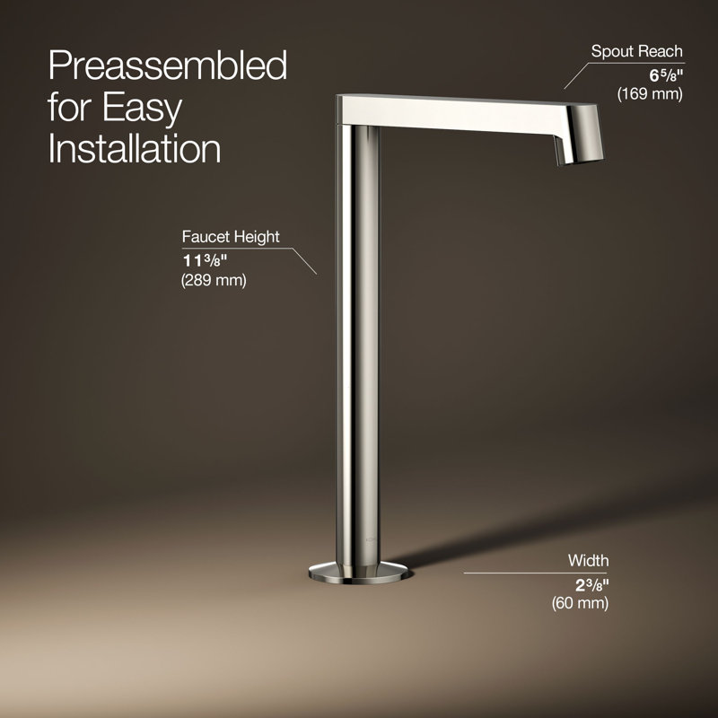 Components Tallbathroom Sink Spout with Row Design, Vibrant Polished Nickel