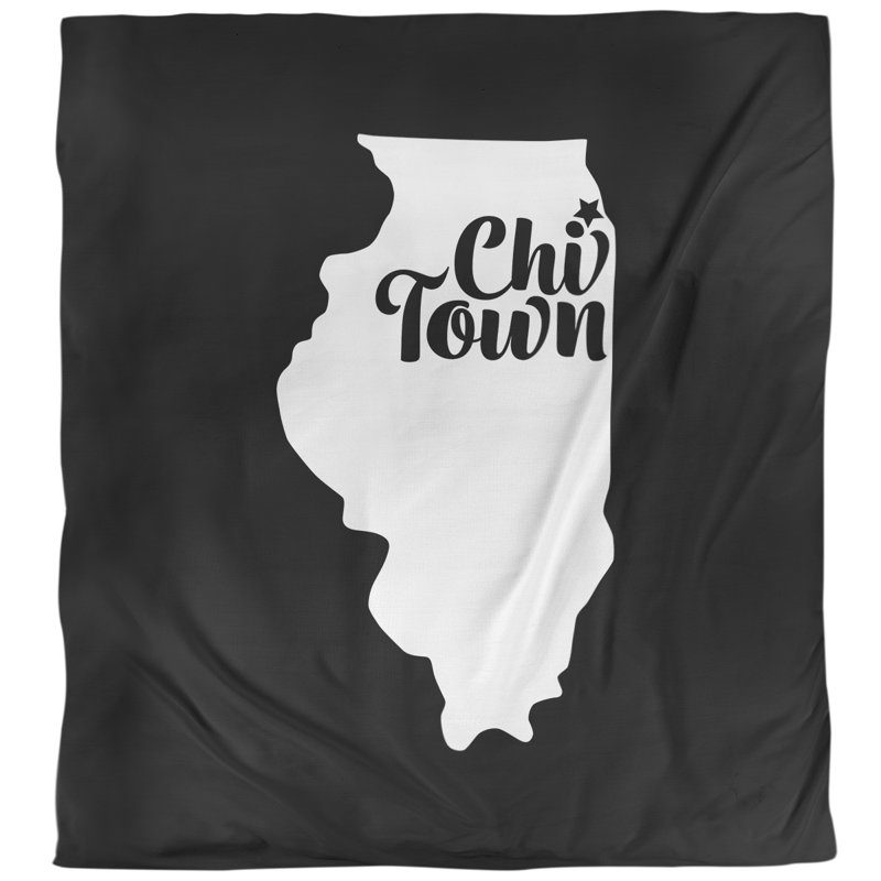  Housse de couette simple Chi Town, Housse de couette pour grand lit, Noir, Polyester brossé