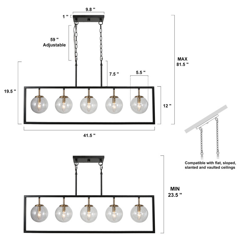 Lustre sphère suspendu 5 lumières Modern Modern