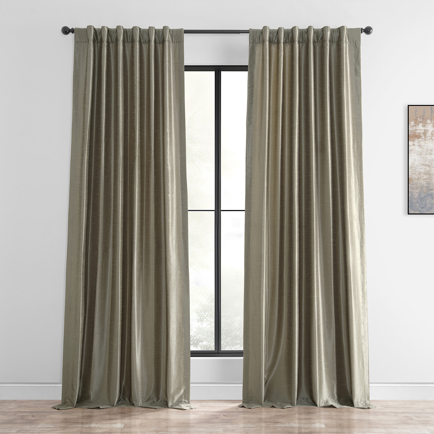 Rayne Room Darkening Faux Silk Curtain Panel, Silver, 50" W x 108" L