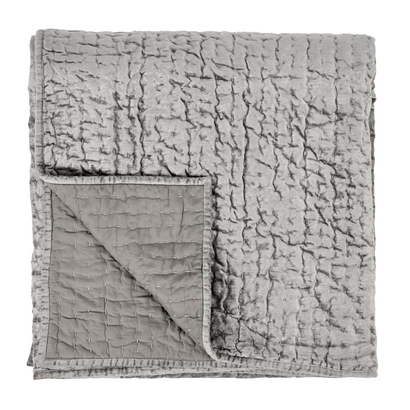 Velvet Quilt, King Quilt, Gray