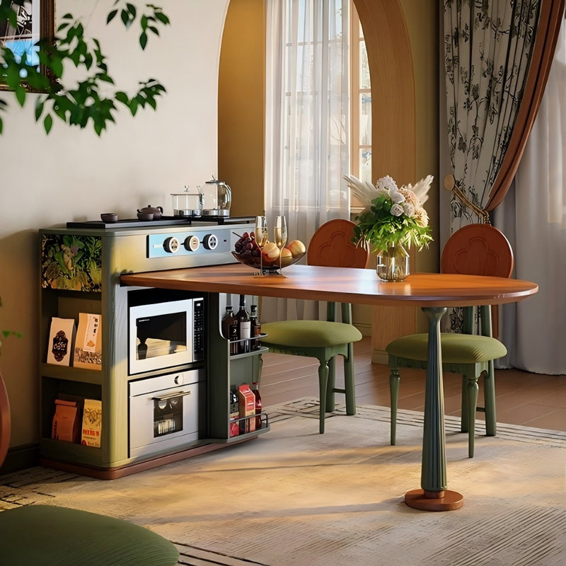 Table de cuisine/salle à manger extensible intégrée en frêne massif de 71,46 pouces pour usage domestique