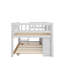 Lit mezzanine bas simple en bois avec tablettes de rangement, lit gigogne et tableau noir