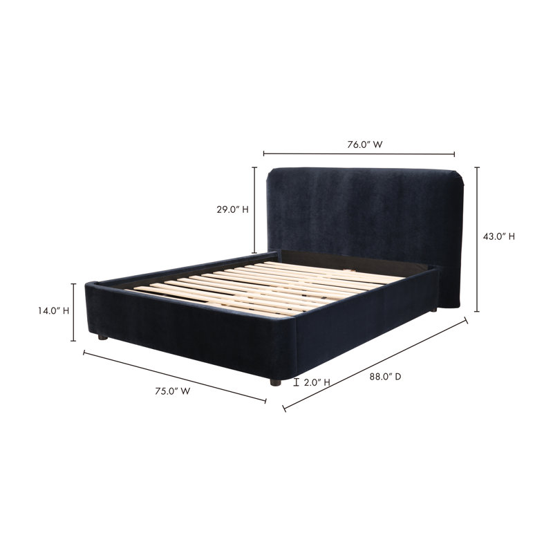 Crosby Upholstered Low Profile Platform Bed, Queen, Beige Basketweave