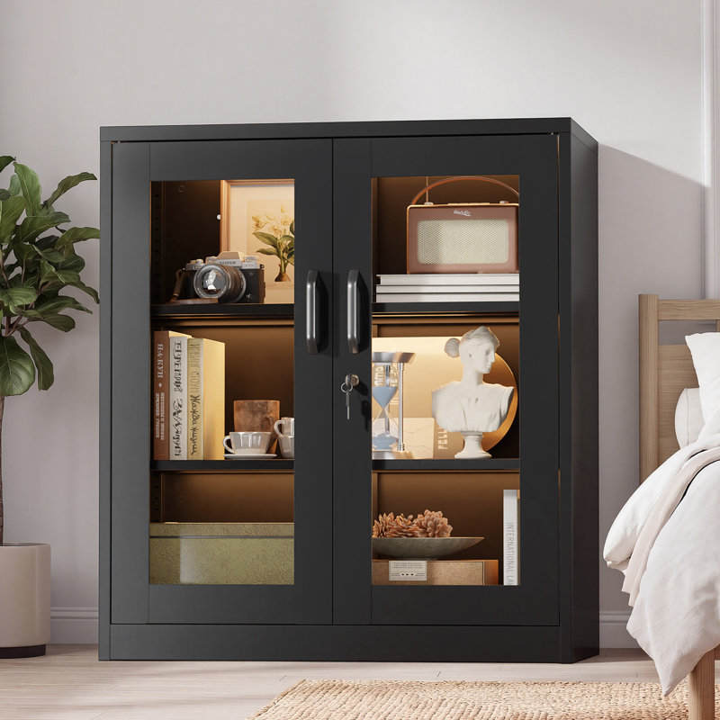 Armoire de rangement pour outils en acier noir à 2 portes (pré-trou), Noir