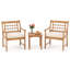 Ensemble de chaises bistro d'extérieur en bois d'acacia avec table basse et porche 3 pièces -1298105131