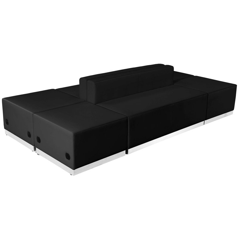 Configuration de réception modulaire Hercules 6 PC LeatherSoft avec dossier et siège tendus, Noir