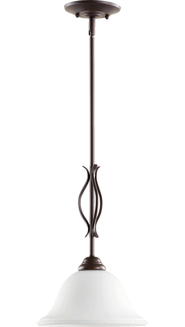 Bernardston 1-Light Single Bell Pendant Fleur De Lis Living Shade 