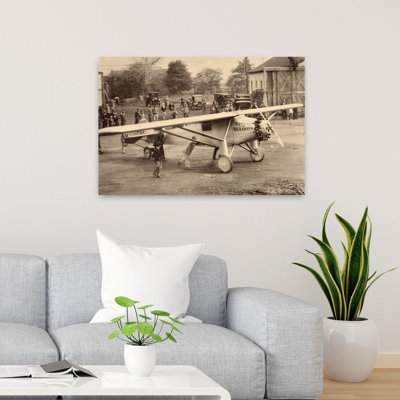 1920s CHARLES LINDBERGH AIRPLANE THE SPIRIT OF ST. LOUIS IN ROOSEVELT FIELD ON LONG ISLAND NY 1927 1 Piece Wrapped Canvas Wall Art