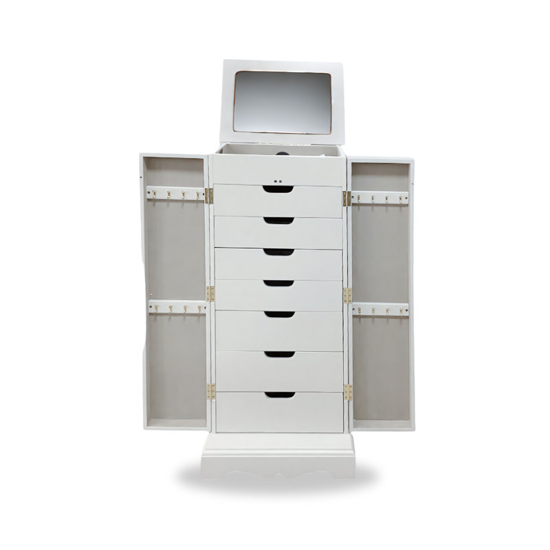 Armoire pour bijoux avec miroir Brendaliz, Blanc