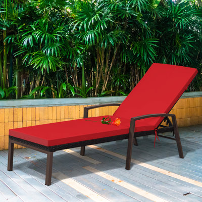 Bridgitt Outdoor Wicker Chaise Lounge , Cushion Included