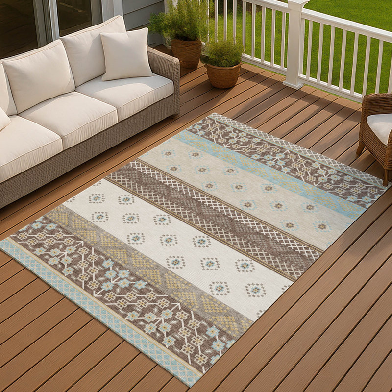 Machine Washable Indoor/Outdoor Chantille ACN2662 Stripes Rug, Chocolate, 5' x 7'6"