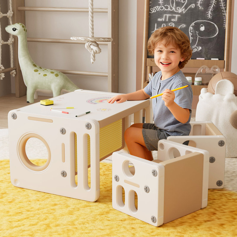 Toddler Activity Table-Foldable Kids Table With Chairs Set, Weaning & Montessori Learning Table, Easy Assembly & Space-Saving Design
