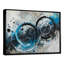 Cercles noirs fusionnant des éclaboussures bleues - spirale abstraite, art mural-1785359215-1785359218