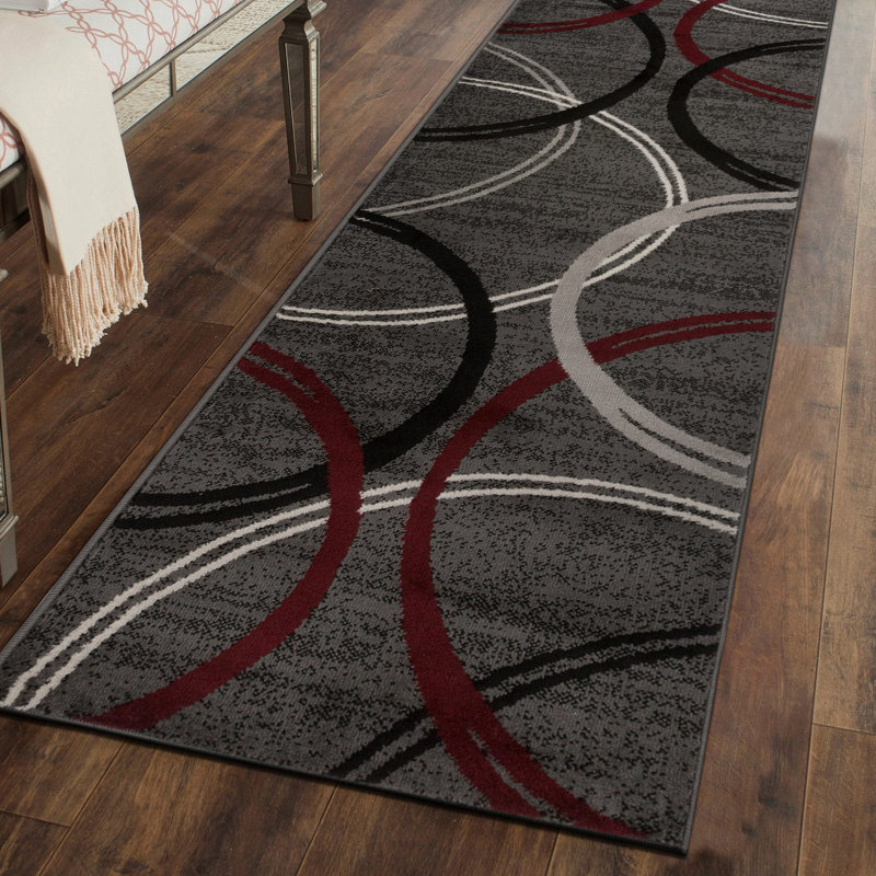 Tapis performance gris, rouge et noir Weekes, Tapis de couloir 2 pi x 10 pi