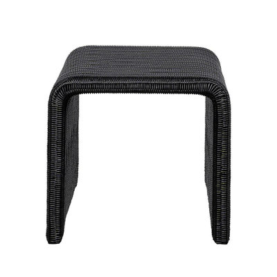 Woven Rattan Square End Table, Black