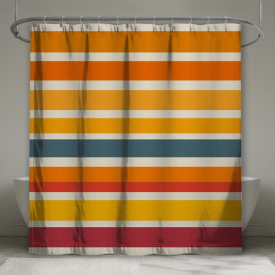 Orange Yellow Stripes Shower Curtains Extra Long
