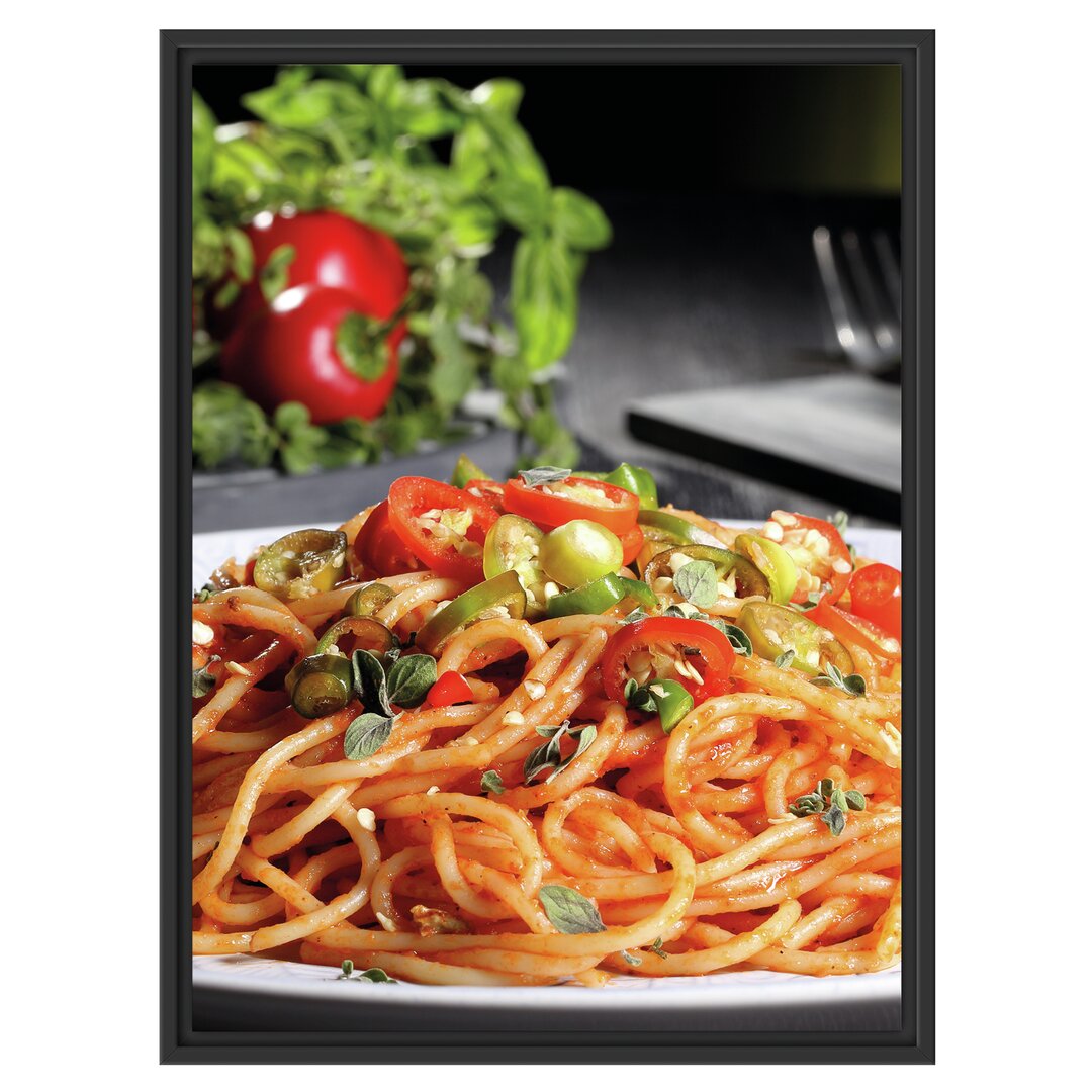 Gerahmtes Wandbild Leckere Spaghetti Italia