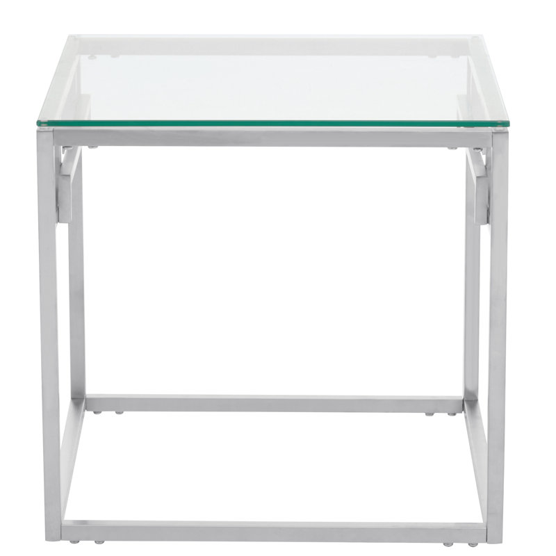 Allure Glass Top End Table, Silver