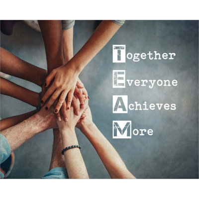 «Together Chacun Achieves More - Stacking Hands par Color Me Happy», art mural sur toile