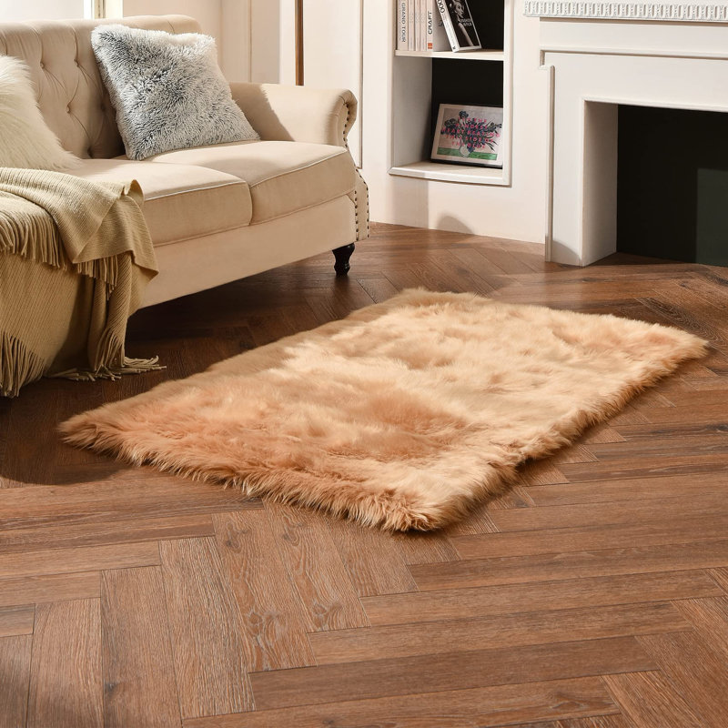 Faux Sheepskin Indoor Rug, Rectangle 3' x 4'