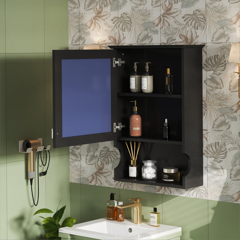 Armoire de rangement de salle de bain murale 20 "avec miroir, armoire de rangement murale avec porte, armoire à pharmacie murale à miroir