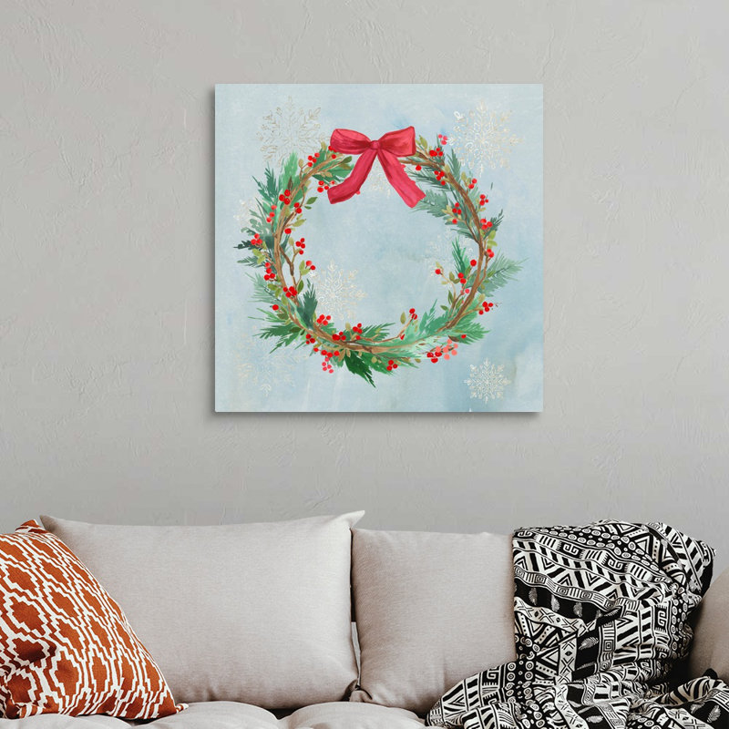 Couronne de Noël-reproduction d’art sur toile, Toile tendue, H 30 po x l 30 po x P 1,25 po
