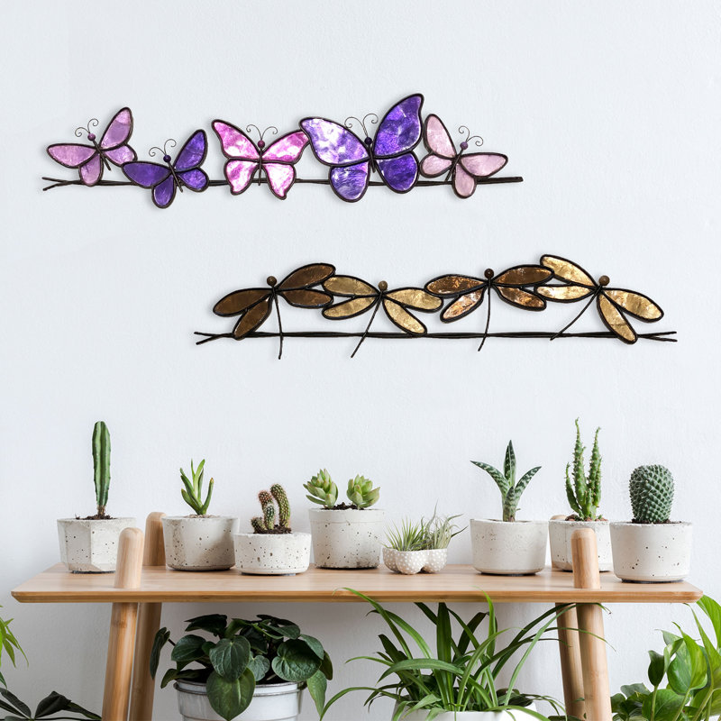 Décoration murale libellules sur un fil, Brun
