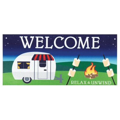 Yireh Camper Relax And Unwind 22 in. x 10 in. Non-Slip Outdoor Door Mat