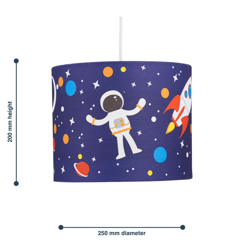 20cm H Cotton Drum Pendant Shade ( Uno ) in Spaceman Digital Print