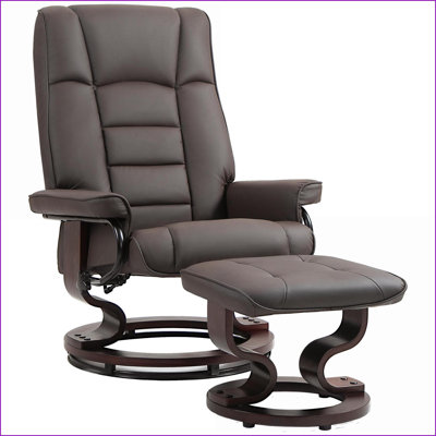 Fauteuils inclinables avec repose-pieds, fauteuil inclinable pivotant en similicuir moderne à haut dossier brun noyer pour le salon | Noyer brun | Similicuir