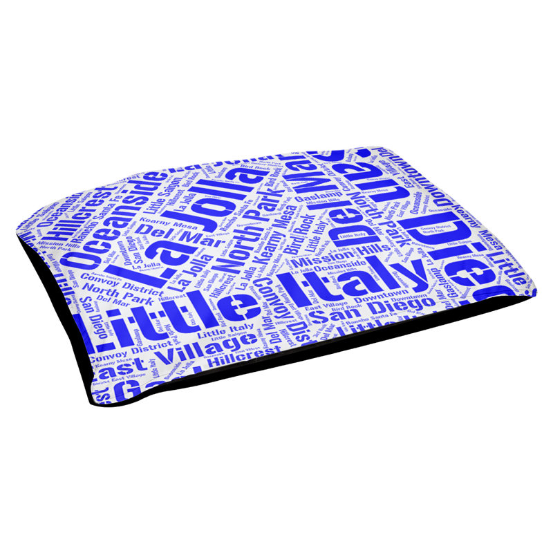Coussin de chien « districts », Très grand (H 17 po x l 50 po x P 40 po), Bleu, San Diego