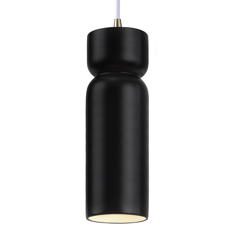 Luminaire suspendu sablier 1 lumière Ashford, Laiton antique, Carbone noir mat
