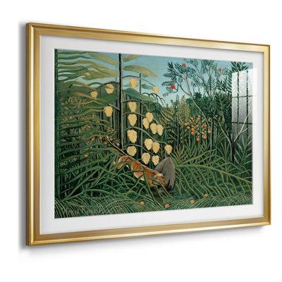 Fight Entre a Tiger and a Buffalo-Henri Rousseau - reproduction d'art avec passe-partout et verre - 1908