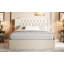 Cadre de lit tapissier grand capitonné avec accents en cristal, cadre de lit avec tête de lit à oreilles et espace de rangement sous le lit, aucun sommier nécessaire-42170777