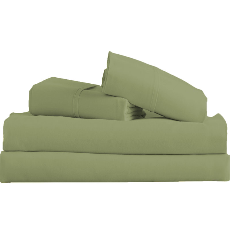 Signature Series Microfiber Sheet Set, King Sheet Set + Fitted Sheet + 2 Pillowcases, Sage