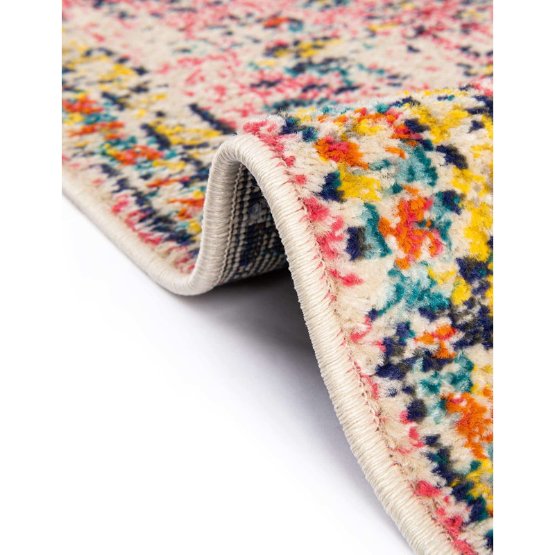 Ector Abstract Area Rug, Rectangle 5' x 8', Pink