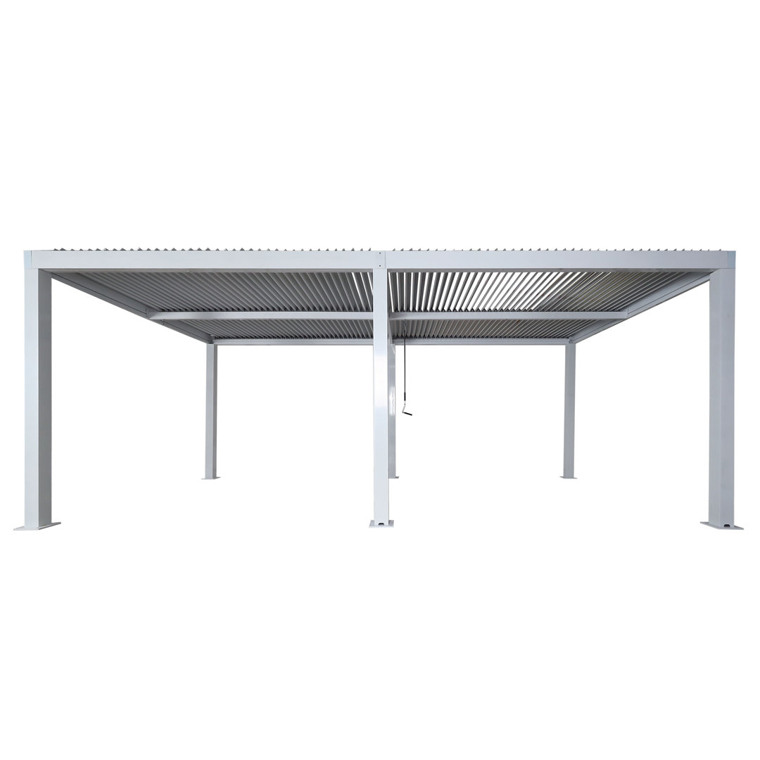 Pergola MCW-L46, Gartenpavillon Lamellen-Pavillon, 11Cm-Aluminium-Gestell, Regenrinne Sturmfest, 3X6m