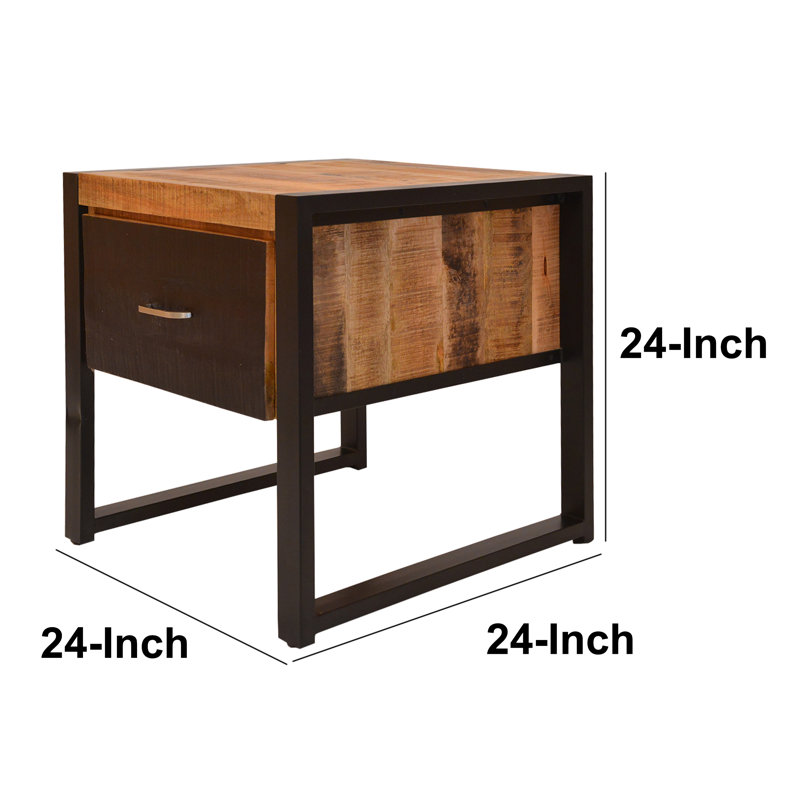 Aria-Jai Solid Wood Top End Table