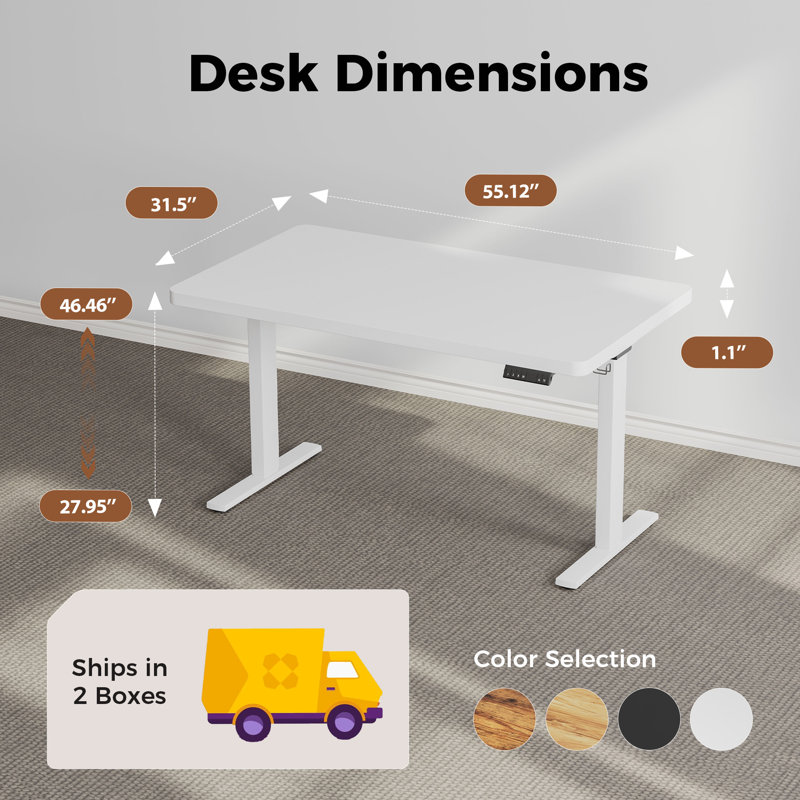 Bureau pour travailler debout 55 po, L 55 po x P 31 po, Rustic Brown/Black