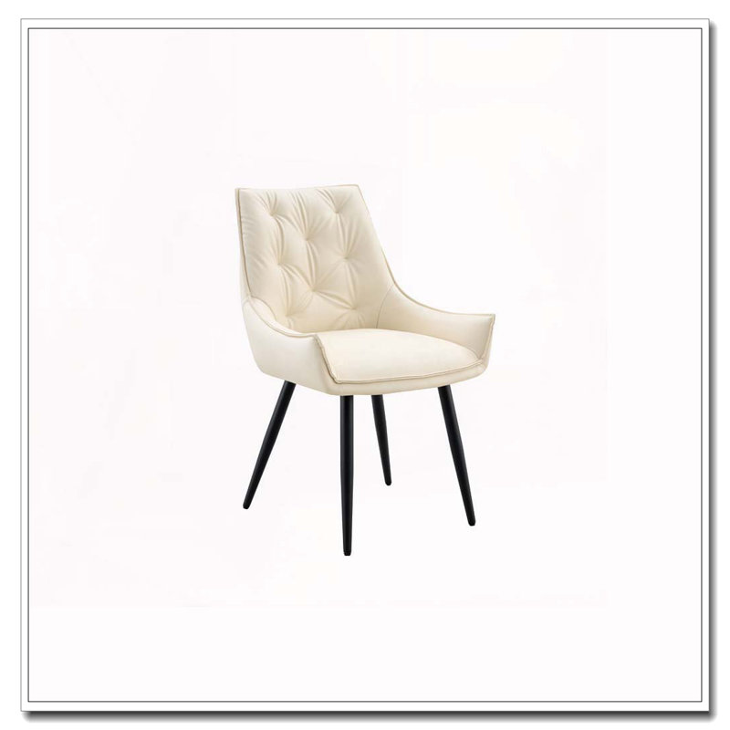 Faux Leather Dining Room Chair, Metal Kitchen Chairs With Gold Mesh Texture And Black Sanded Legs, Flat Back Upholstered Chair