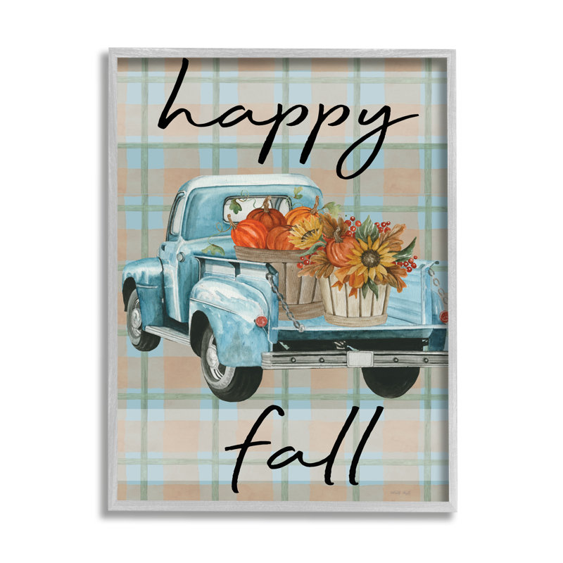 Camion à fleurs «Happy Fall» par Cindy Jacobs, H 30 po x l 24 po x P 1,5 po, Estampe numérique Farmhouse