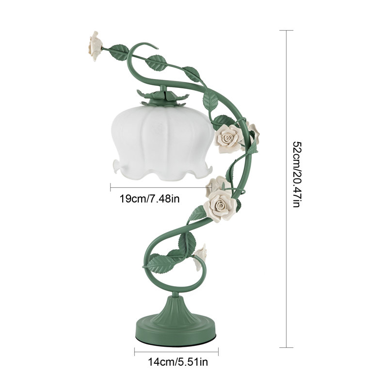 20" Ceramic Rose Table Lamp With Switch