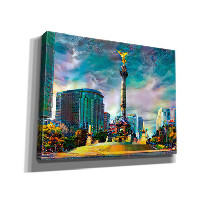 «Epic Graffiti», Mexico City Angel De La Indépendence »par Pedro Gavidia, art mural sur toile 34 po x 26 po