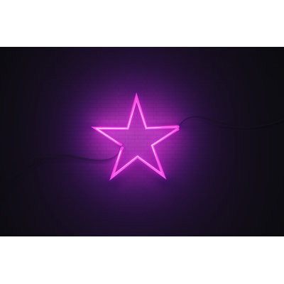 Star Drawn By Purple Neon by MicroStockHub - Wrapped Canvas Print