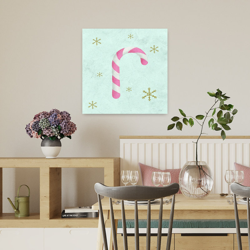 «Candy Cane Love», art abstrait contemporain hivernal, H 18 po x l 18 po